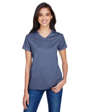 A4 NW3381 ladies' topflight heather v-neck t-shirt