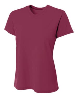 MAROON A4 NW3402 ladies' sprint performance v-neck t-shirt