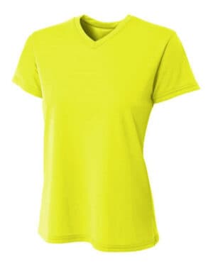 SAFETY YELLOW A4 NW3402 ladies' sprint performance v-neck t-shirt