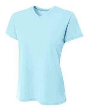 PASTEL BLUE A4 NW3402 ladies' sprint performance v-neck t-shirt