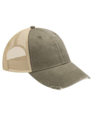 OLIVE/ TAN Adams OL102 distressed ollie cap