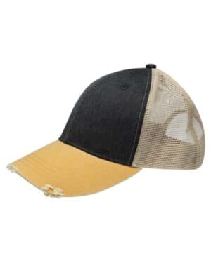 BLK/ MSTRD/ TAN Adams OL102 distressed ollie cap