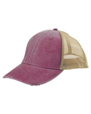 BURGUNDY/ TAN Adams OL102 distressed ollie cap