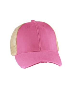 NEON PINK/ TAN Adams OL102 distressed ollie cap