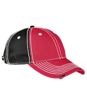 RED/ BLACK Adams RM102 adult distressed rambler cap