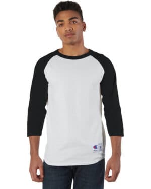 WHITE/ BLACK Champion T1397 adult raglan t-shirt