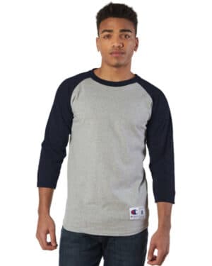 OXFRD GREY/ NAVY Champion T1397 adult raglan t-shirt