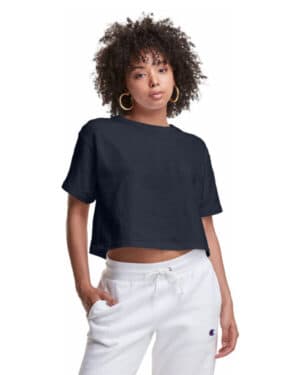 NAVY Champion T453W ladies' cropped heritage t-shirt