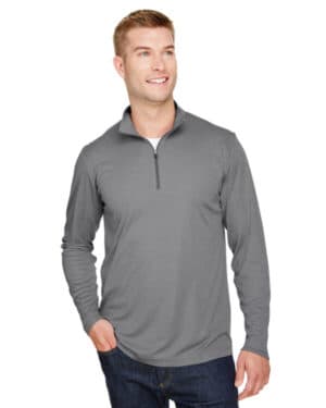 DK GREY HEATHER TT31H men's zone sonic heather performance quarter-zip