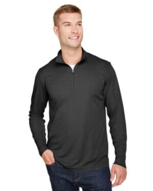 BLACK HEATHER TT31H men's zone sonic heather performance quarter-zip