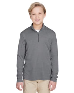 DK GREY HEATHER TT31HY youth zone sonic heather performance quarter-zip