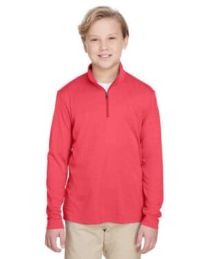 SP RED HEATHER TT31HY youth zone sonic heather performance quarter-zip