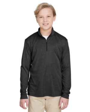 BLACK HEATHER TT31HY youth zone sonic heather performance quarter-zip