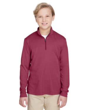 SP MAROON HTHR TT31HY youth zone sonic heather performance quarter-zip