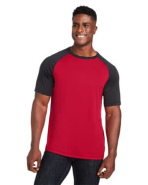 SP RED/ BLK HTHR Team 365 TT62 unisex zone colorblock raglan t-shirt