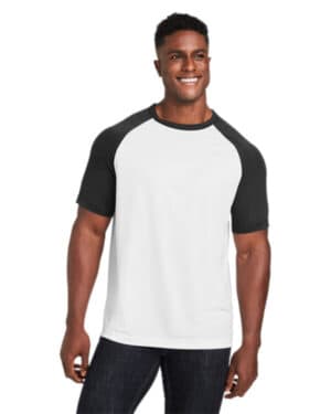 WHITE/ BLK HTHR Team 365 TT62 unisex zone colorblock raglan t-shirt