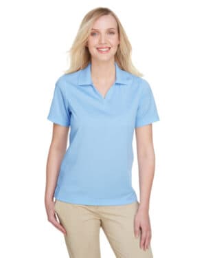 WHT/ COLUM BLUE Ultraclub UC102W ladies' cavalry twill performance polo