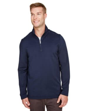 NAVY Ultraclub UC792 men's coastal pique fleece quarter-zip