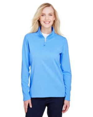 COLMBIA BLU HTHR Ultraclub UC792W ladies' coastal pique fleece quarter-zip