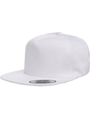 WHITE Yupoong Y6502 adult unstructured 5-panel snapback cap