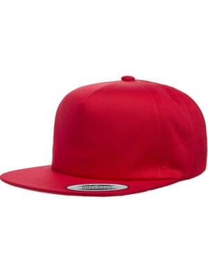 RED Yupoong Y6502 adult unstructured 5-panel snapback cap