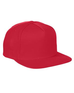 RED YP5089 adult 5-panel structured flat visor classic snapback cap