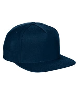 NAVY YP5089 adult 5-panel structured flat visor classic snapback cap