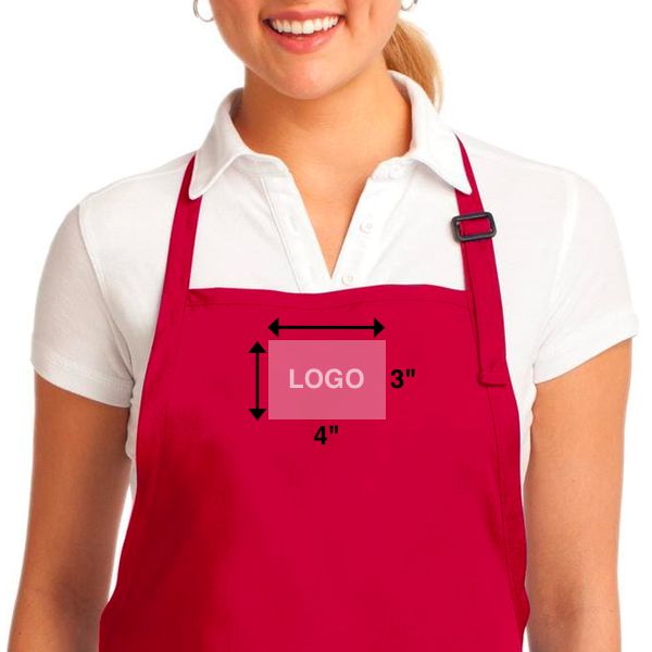 embroidered logo size on aprons