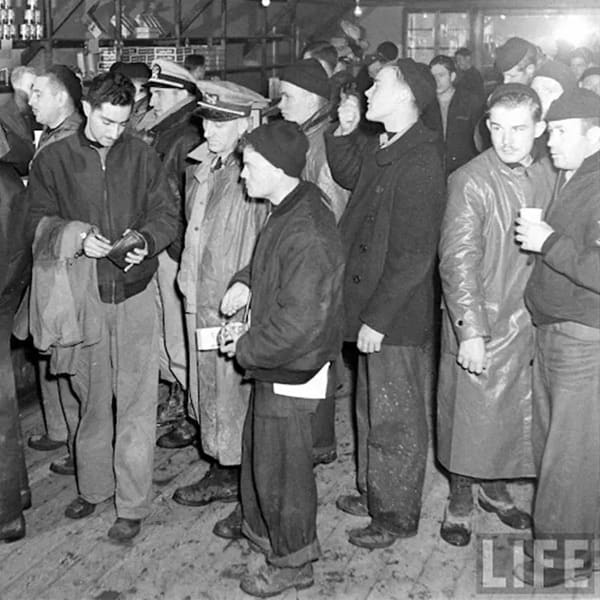 blue collar workers wearing beanie