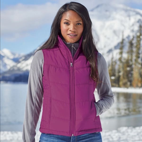 Women's Puffer Vest with Embroidered Logo
